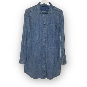 AEO American Eagle Blue Jean Denim Chambray Button Up Shirt Tunic Women’s Small